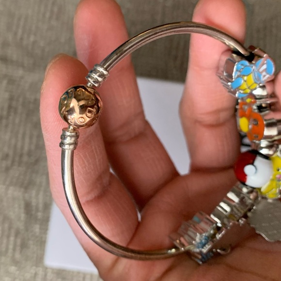 Pandora Rose Gold Clasp Bangle Bracelet w/ New 9 Pokemon Themed Charms - Picture 12 of 12